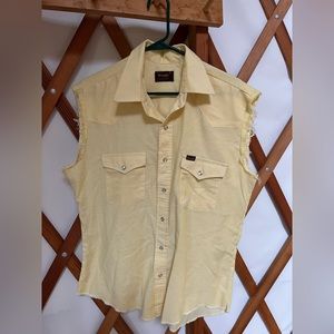 Vintage Wrangler Cutoff Pearl Snap - Men’s Large - Yellow